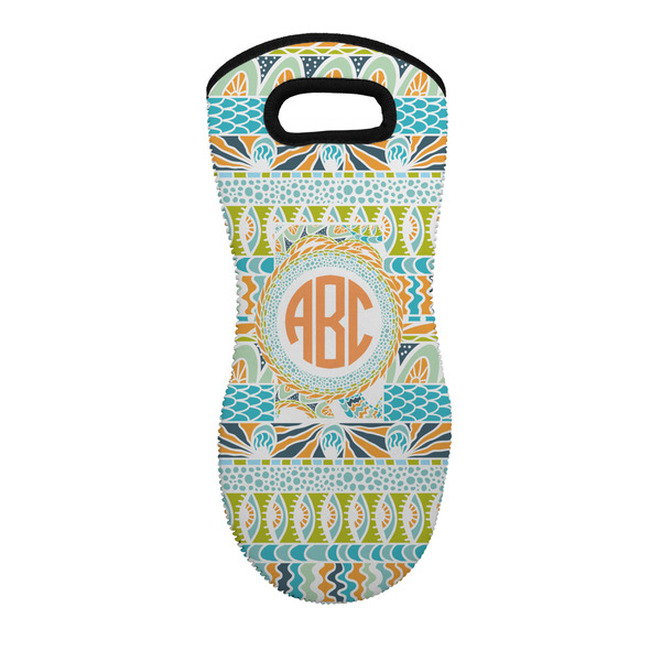 Custom Teal Ribbons & Labels Neoprene Oven Mitt w/ Monograms