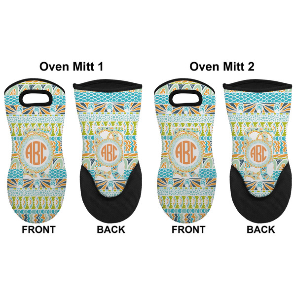 Teal Ribbons & Labels Neoprene Oven Mitt - Set of 2 - Approval