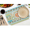 Teal Ribbons & Labels Octagon Placemat - Single front (LIFESTYLE) Flatlay