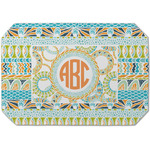 Teal Ribbons & Labels Dining Table Mat - Octagon (Single-Sided) w/ Monogram