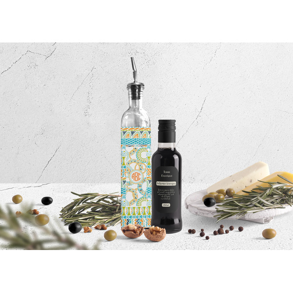 Teal Ribbons & Labels Oil Dispenser Bottle - Lifestyle Photo