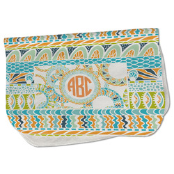 Teal Ribbons & Labels Burp Cloth - Fleece w/ Monogram