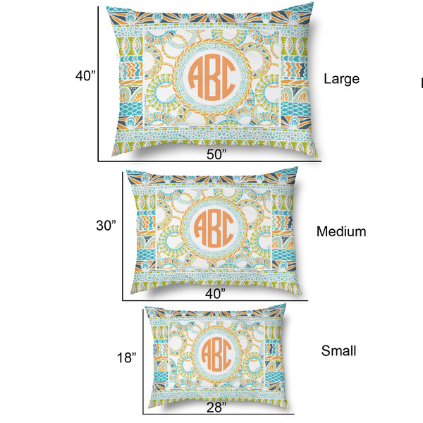 Teal Ribbons & Labels Outdoor Dog Beds - SIZE CHART