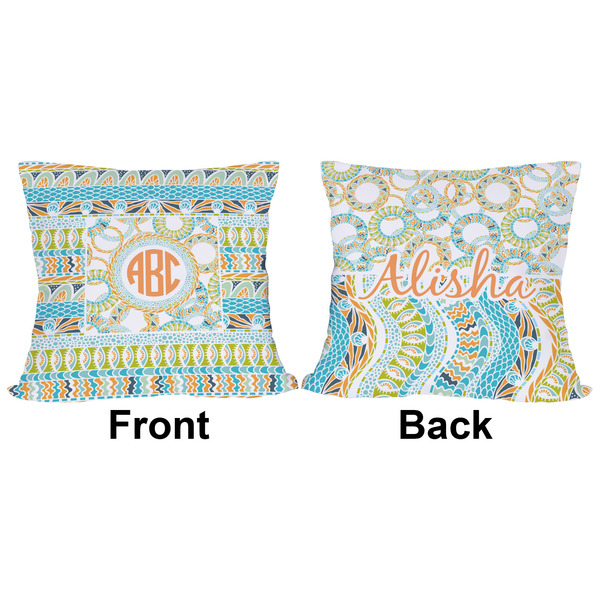 Teal Ribbons & Labels Outdoor Pillow - 16x16