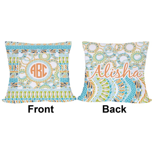 Teal Ribbons & Labels Outdoor Pillow - 20x20