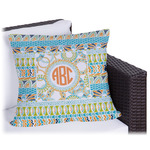 Teal Ribbons & Labels Outdoor Pillow (Personalized)