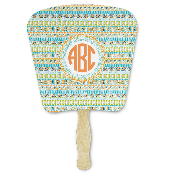 Custom Teal Ribbons & Labels Paper Fan (Personalized)