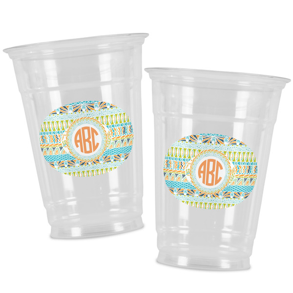 Teal Ribbons & Labels Party Cups - 16oz - Alt View
