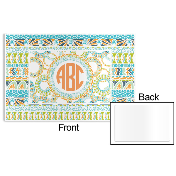Teal Ribbons & Labels Disposable Paper Placemat - Front & Back