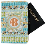 Teal Ribbons & Labels Passport Holder - Fabric (Personalized)