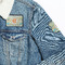 Teal Ribbons & Labels Patches Lifestyle Jean Jacket Detail
