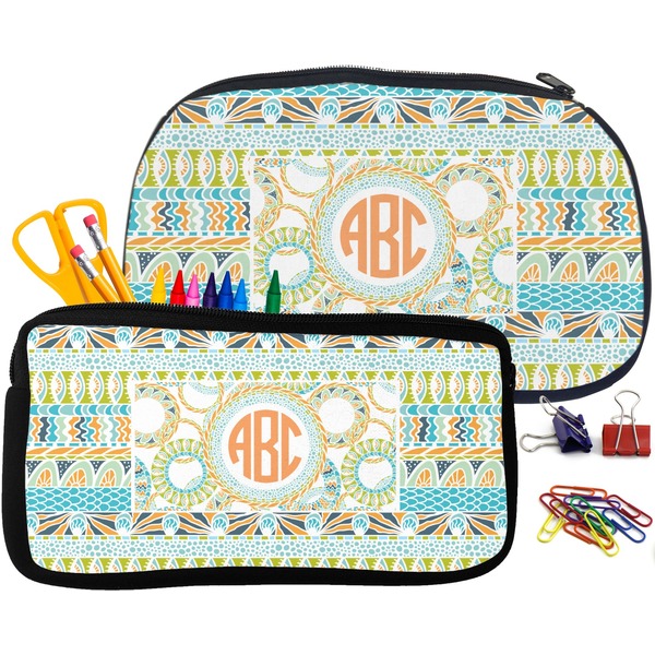 Teal Ribbons & Labels Pencil / School Supplies Bags Small and Medium