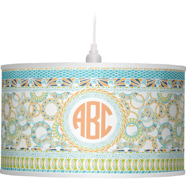 Teal Ribbons & Labels Pendant Lamp Shade