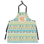 Teal Ribbons & Labels Apron Without Pockets w/ Monogram