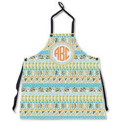 Teal Ribbons & Labels Apron Without Pockets w/ Monogram