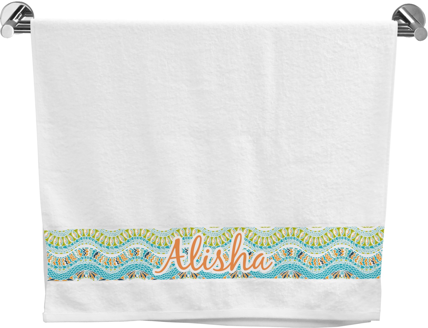 Teal Ribbons & Labels Bath Towel (Personalized) YouCustomizeIt