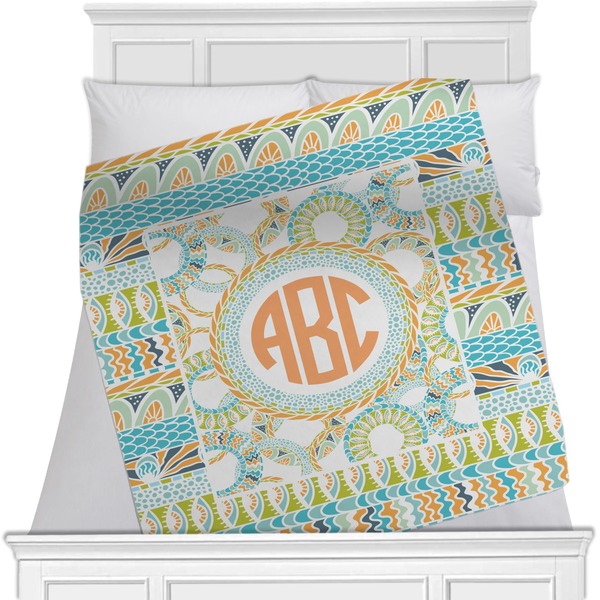 Custom Teal Ribbons & Labels Minky Blanket (Personalized)