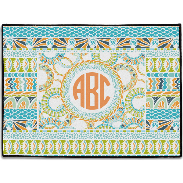 Custom Teal Ribbons & Labels Door Mat (Personalized)