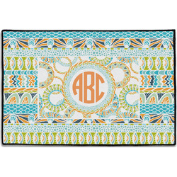 Teal Ribbons & Labels Door Mat - 36"x24" (Personalized)