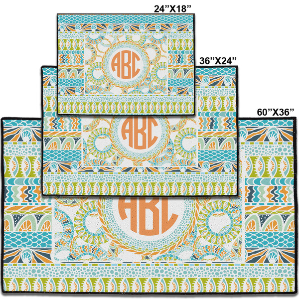 Teal Ribbons & Labels Personalized Door Mat - Group Parent IMF