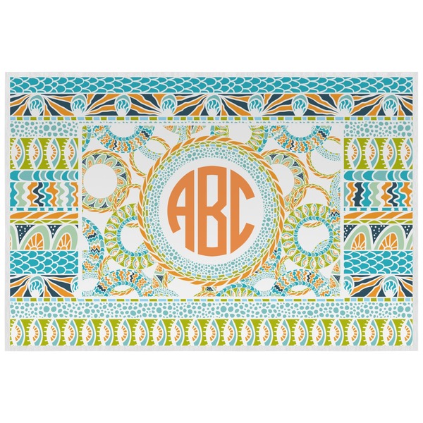 Custom Teal Ribbons & Labels Laminated Placemat w/ Monogram