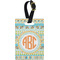 Teal Ribbons & Labels Plastic Luggage Tag - Rectangular w/ Monogram