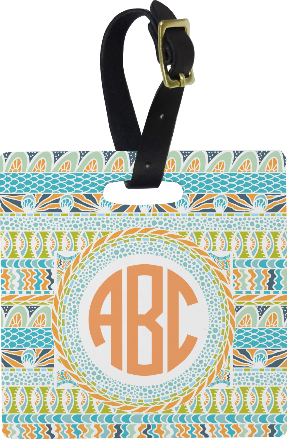 Custom Teal Ribbons & Labels Plastic Luggage Tag (Personalized