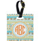 Teal Ribbons & Labels Plastic Luggage Tag - Square w/ Monogram