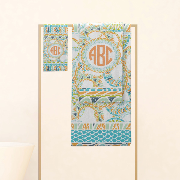 Teal Ribbons & Labels Personalized Towel Set