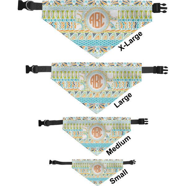 Teal Ribbons & Labels Pet Bandana Sizes