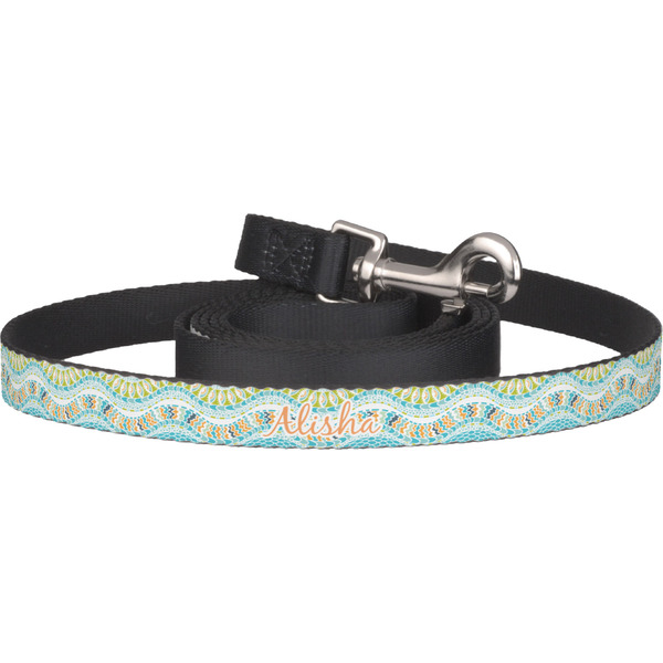 Custom Teal Ribbons & Labels Dog Leash (Personalized)