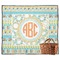 Teal Ribbons & Labels Picnic Blanket - Flat - With Basket