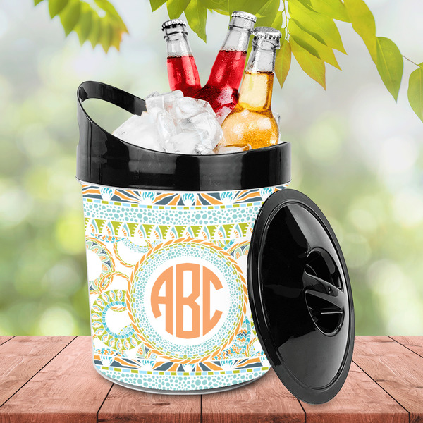 Teal Ribbons & Labels Plastic Ice Bucket - LIFESTYLE