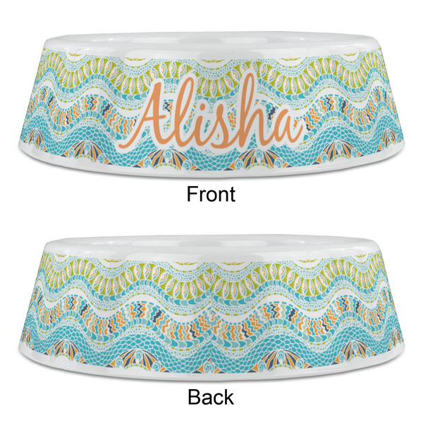 Teal Ribbons & Labels Plastic Pet Bowls - Large - APPROVAL