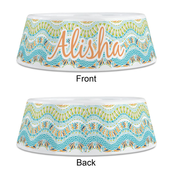 Teal Ribbons & Labels Plastic Pet Bowls - Medium - APPROVAL