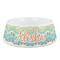 Teal Ribbons & Labels Plastic Dog Bowl - Medium (Personalized)