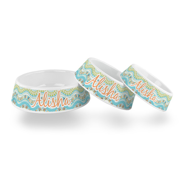 Teal Ribbons & Labels Plastic Pet Bowls - PARENT MAIN