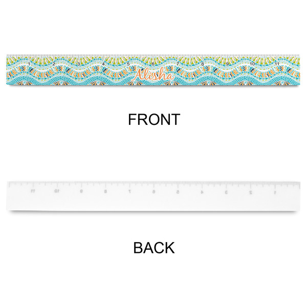 Teal Ribbons & Labels Plastic Ruler - 12" - APPROVAL
