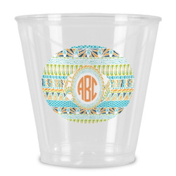 Teal Ribbons & Labels Plastic Shot Glass (Personalized)