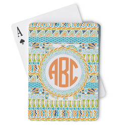 Teal Ribbons & Labels Playing Cards (Personalized)