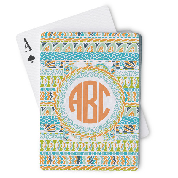 Custom Teal Ribbons & Labels Playing Cards (Personalized)