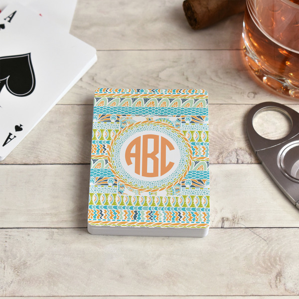 Teal Ribbons & Labels Playing Cards - In Context