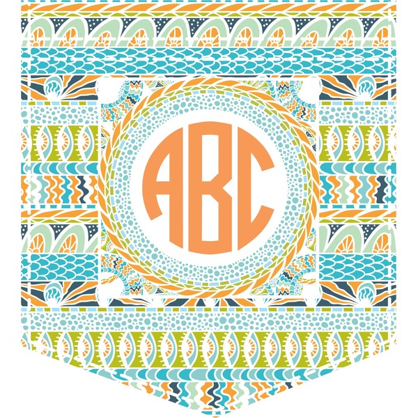 Custom Teal Ribbons & Labels Iron On Faux Pocket (Personalized)