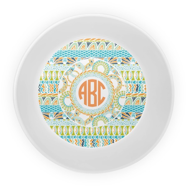 Teal Ribbons & Labels Melamine Bowl - Center