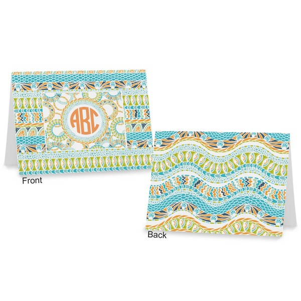 Teal Ribbons & Labels Postcard - Front and Back