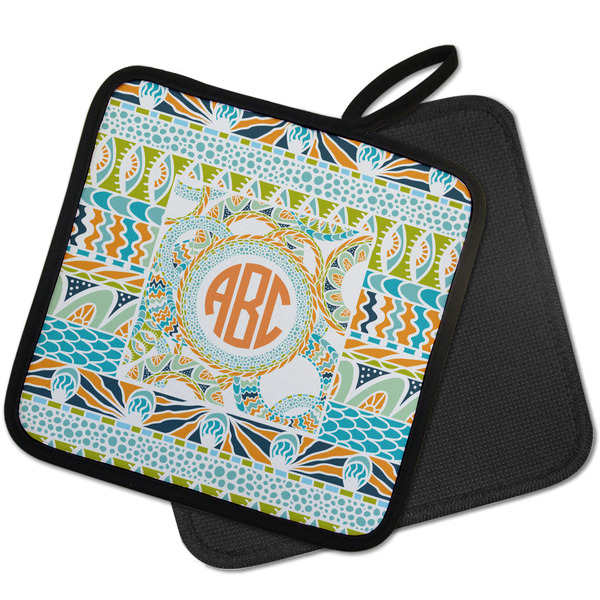 Teal Ribbons & Labels Pot Holders - PARENT MAIN