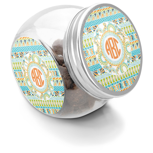 Custom Teal Ribbons & Labels Puppy Treat Jar (Personalized)