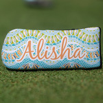 Teal Ribbons & Labels Blade Putter Cover (Personalized)