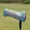 Teal Ribbons & Labels Putter Cover - On Putter