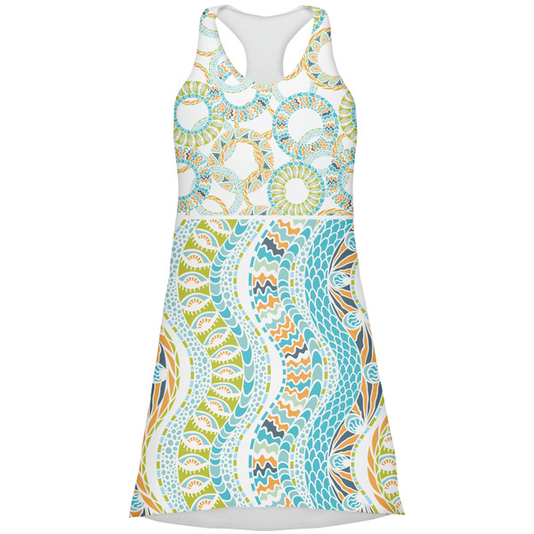 Custom Teal Ribbons & Labels Racerback Dress - X Small